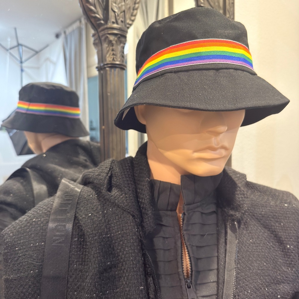 Unbranded Bucket Hat Unisex OS Rainbow Stripe Pride Festival Black Solid Regular